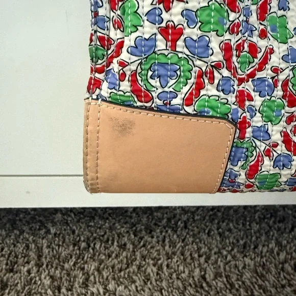 Tory Burch Multicolor Floral Canvas Tote with Tan Leather Logo - Picture 5 of 15